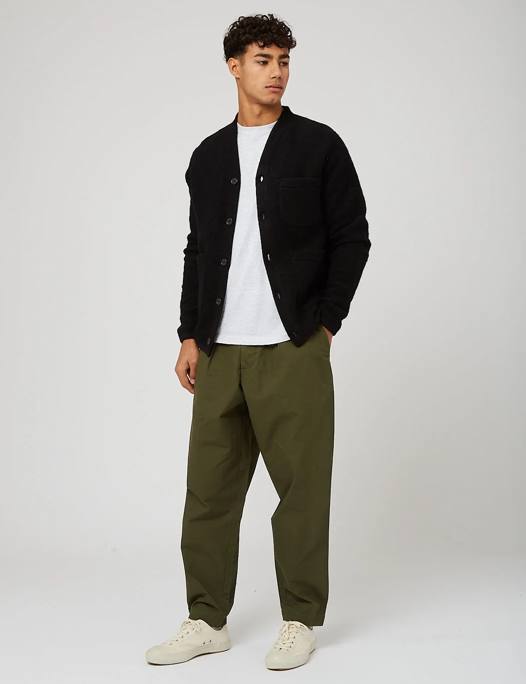 Universal Works Cardigan (Wool Fleece) - Black sold by Article London product image thumbnail 3