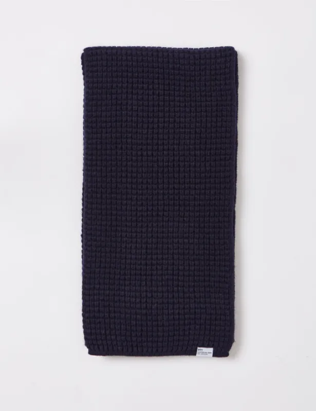 Bhode Bute Pineapple Stitch Scarf (Angora/Wool) - Navy Blue sold by Article London