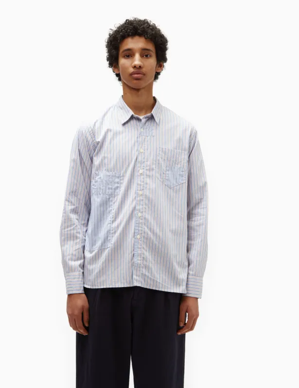Universal Works Patched Shirt (Cotton) - Blue Stripe sold by Article London