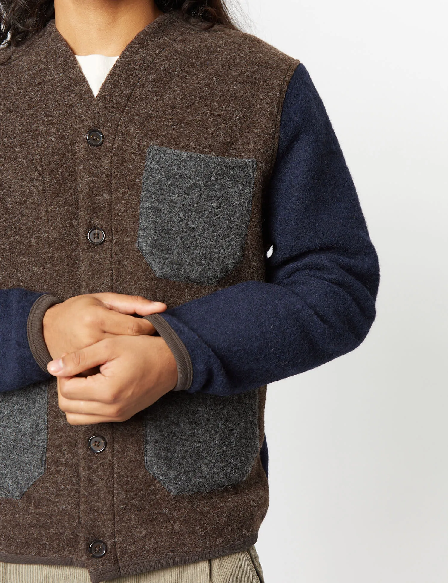 Universal Works Mixed Cardigan - Brown sold by Article London product image thumbnail 2