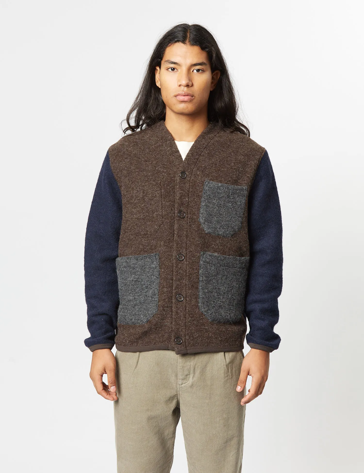 Universal Works Mixed Cardigan - Brown sold by Article London