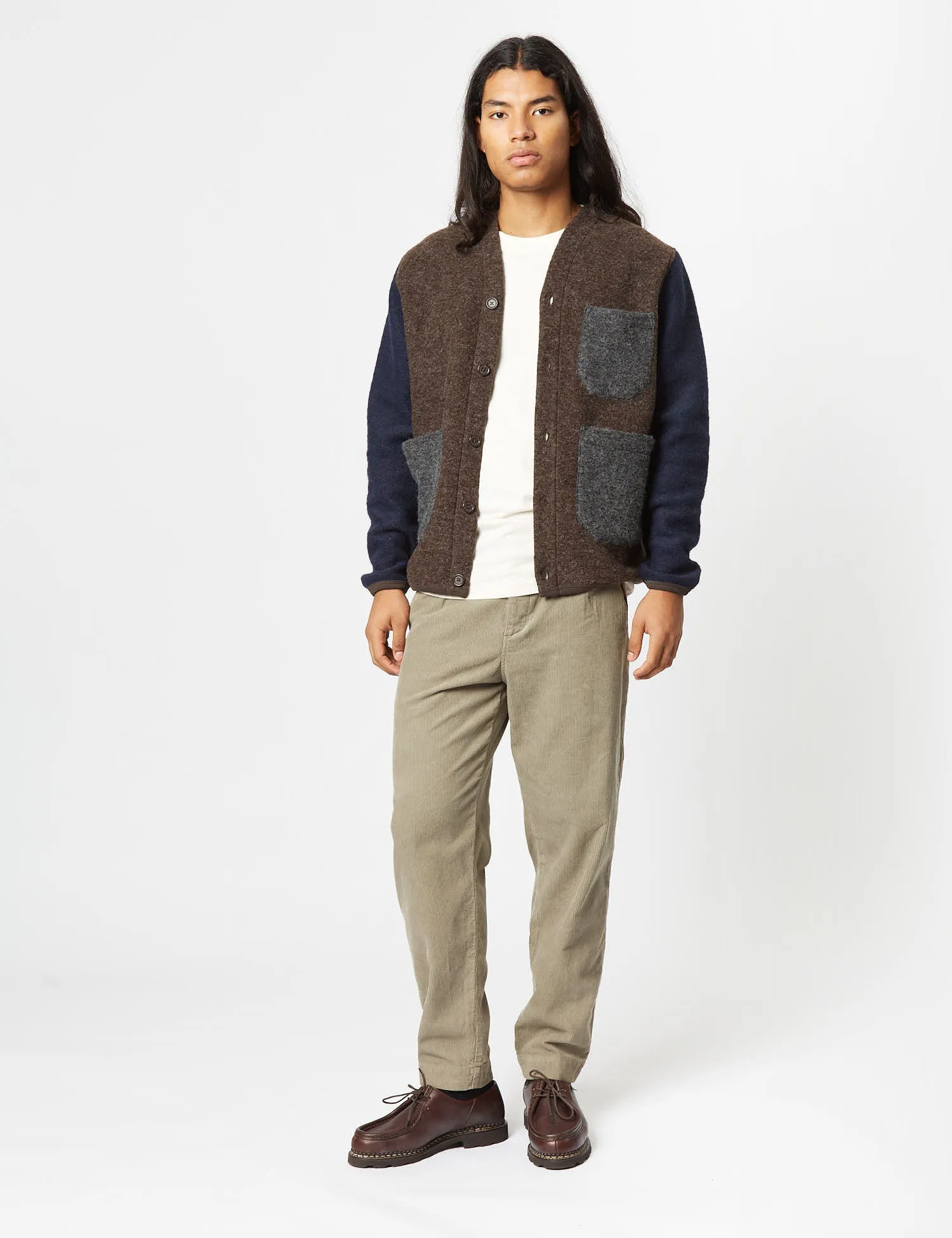 Universal Works Mixed Cardigan - Brown sold by Article London product image thumbnail 3