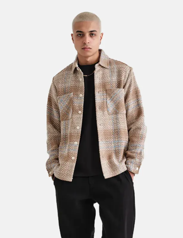 Wax London Whiting Overshirt (Ombre Windowpane) - Beige sold by Article London
