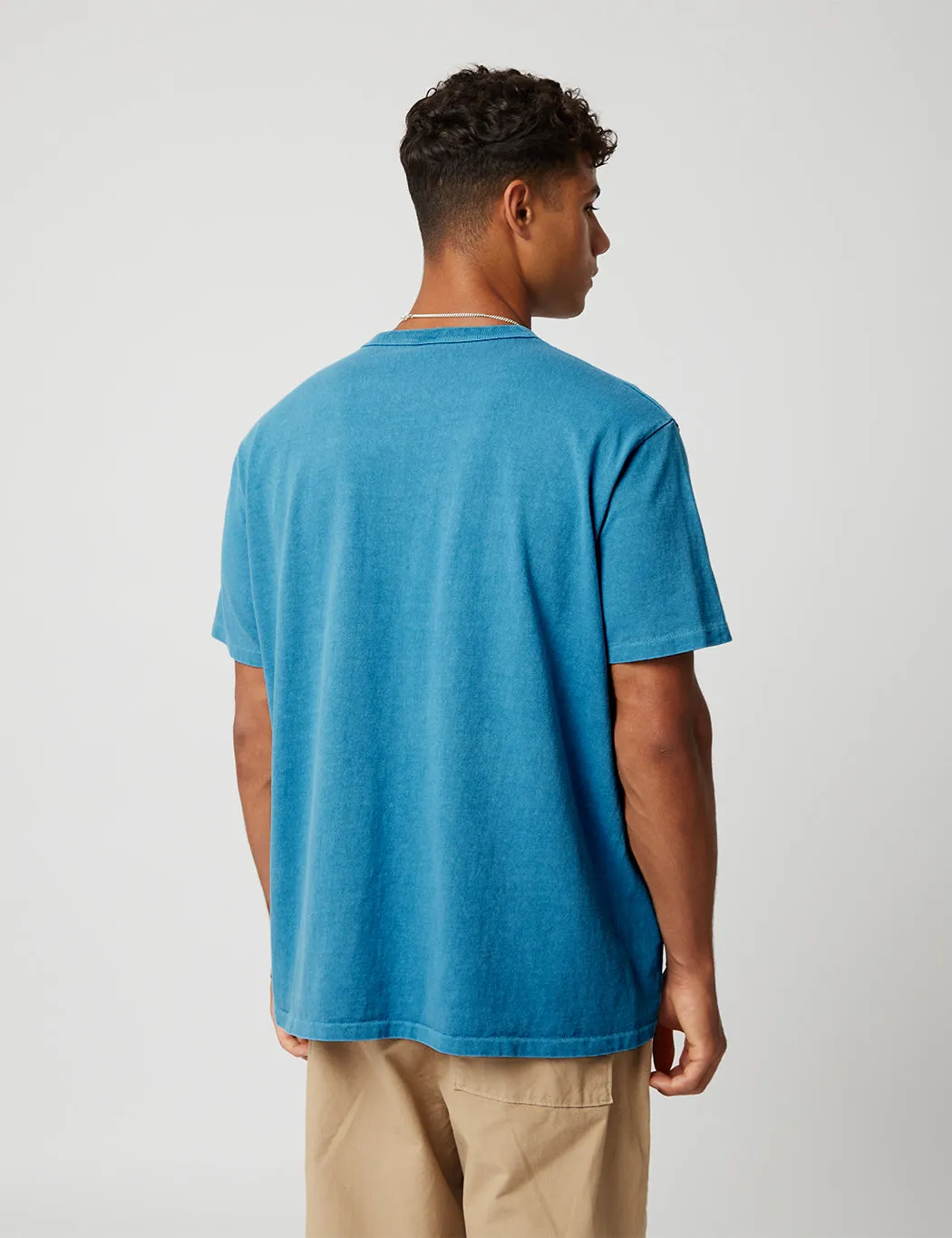 Velva Sheen Pigment Dyed USA Made Pocket T-Shirt - Azure Blue sold by Article London product image thumbnail 4