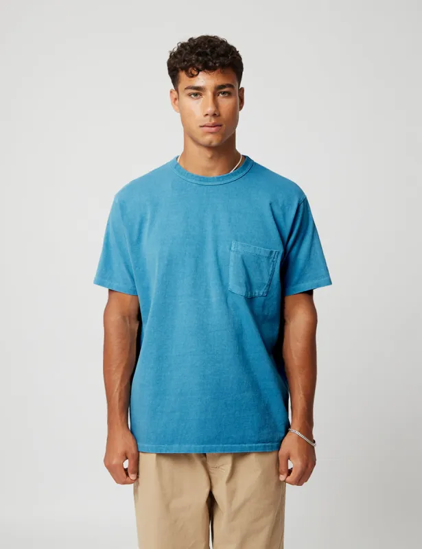Velva Sheen Pigment Dyed USA Made Pocket T-Shirt - Azure Blue sold by Article London