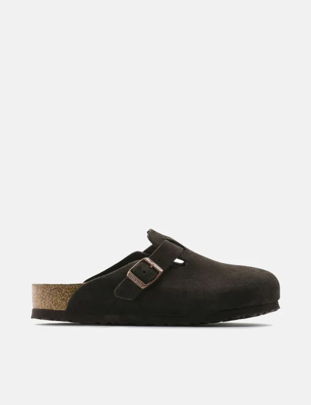 Birkenstock Boston Suede Leather (Narrow) - Mocha Brown sold by Article London
