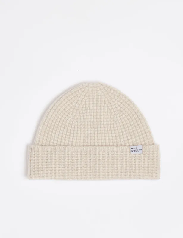 Bhode Bute Pineapple Stitch Beanie Hat (Angora/Wool) - Ecru sold by Article London