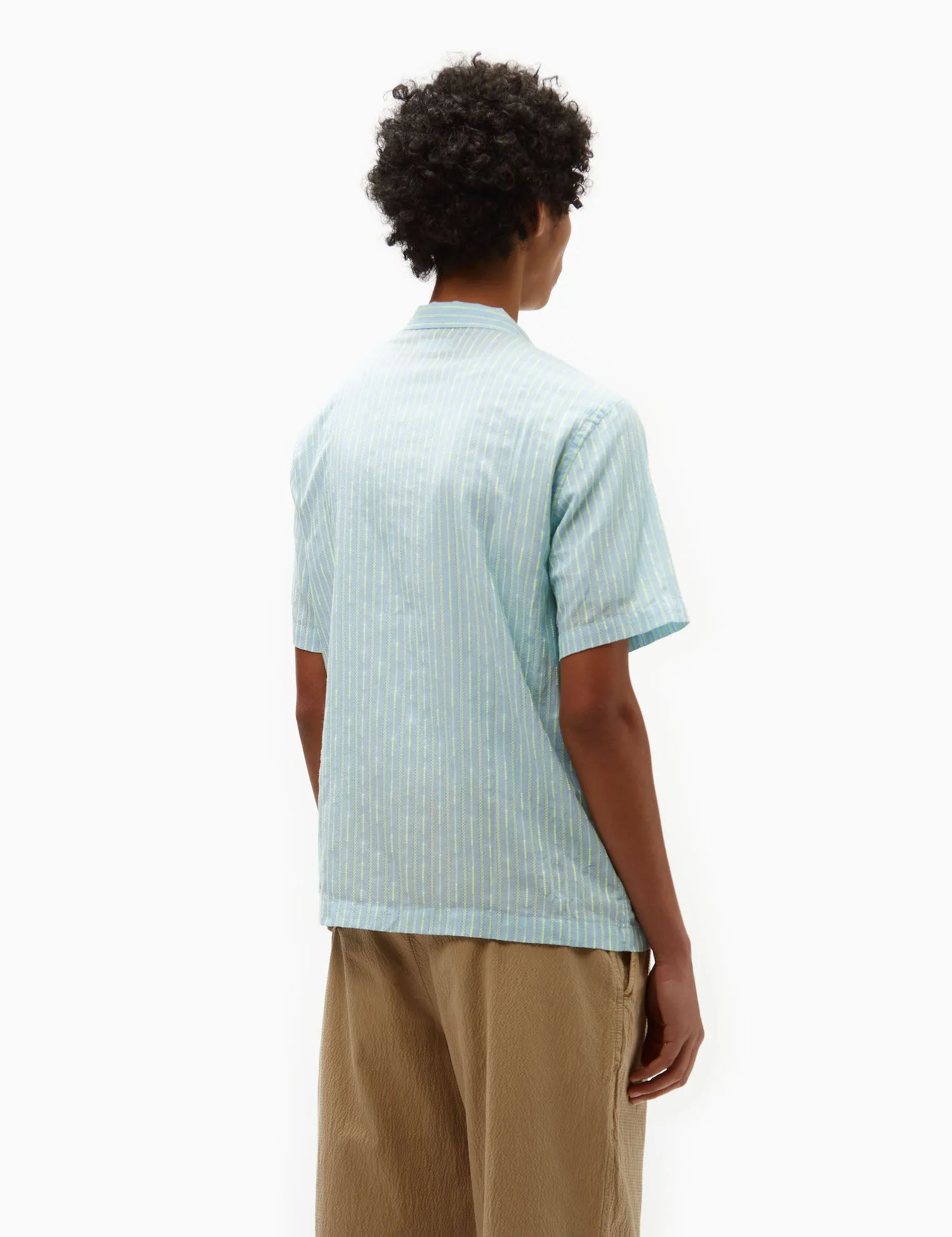 Universal Works Road Fluro Shirt - Sky Blue/Green sold by Article London product image thumbnail 4