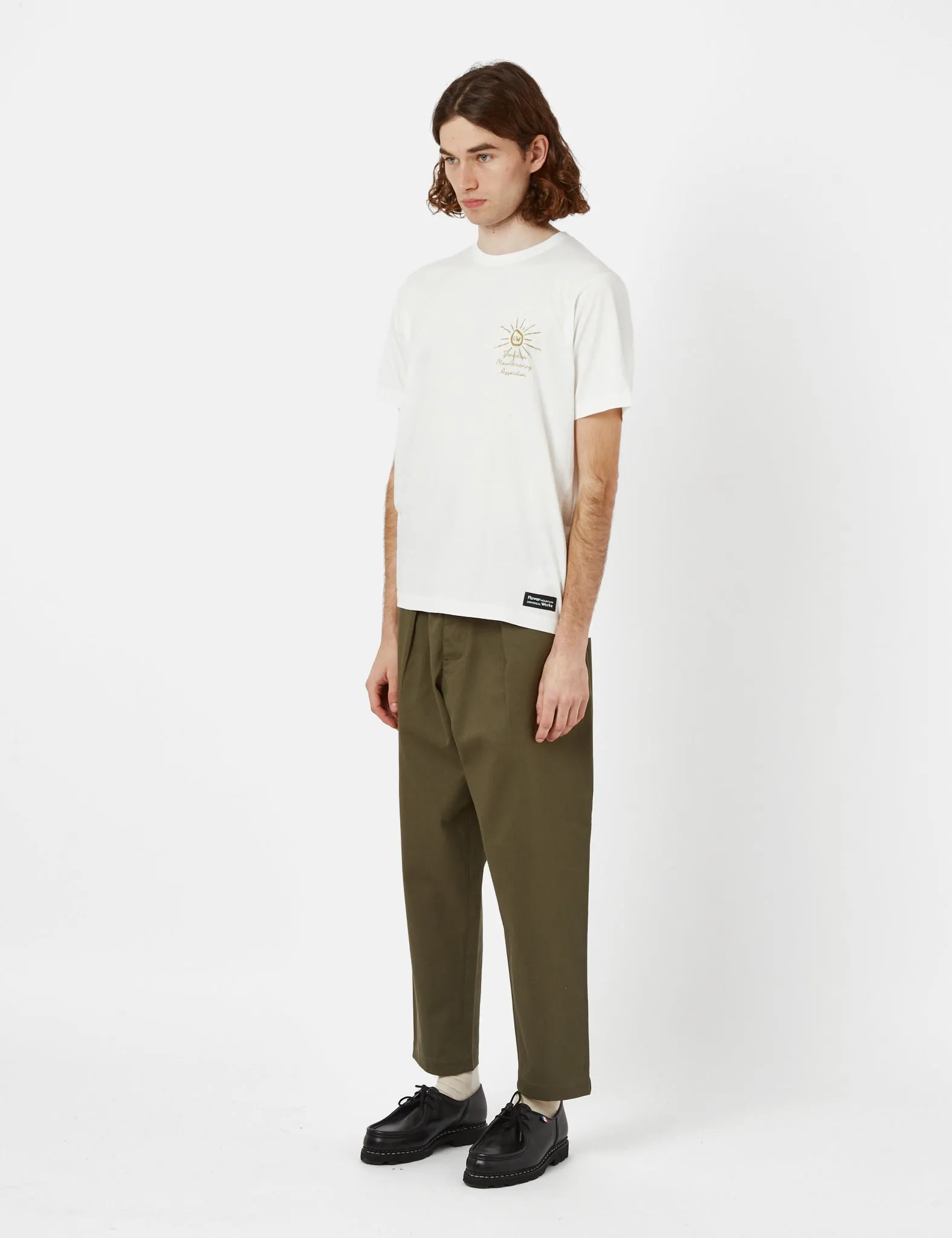 Universal Works Pleated Track Pant (Relaxed) - Light Olive Green sold by Article London product image thumbnail 3