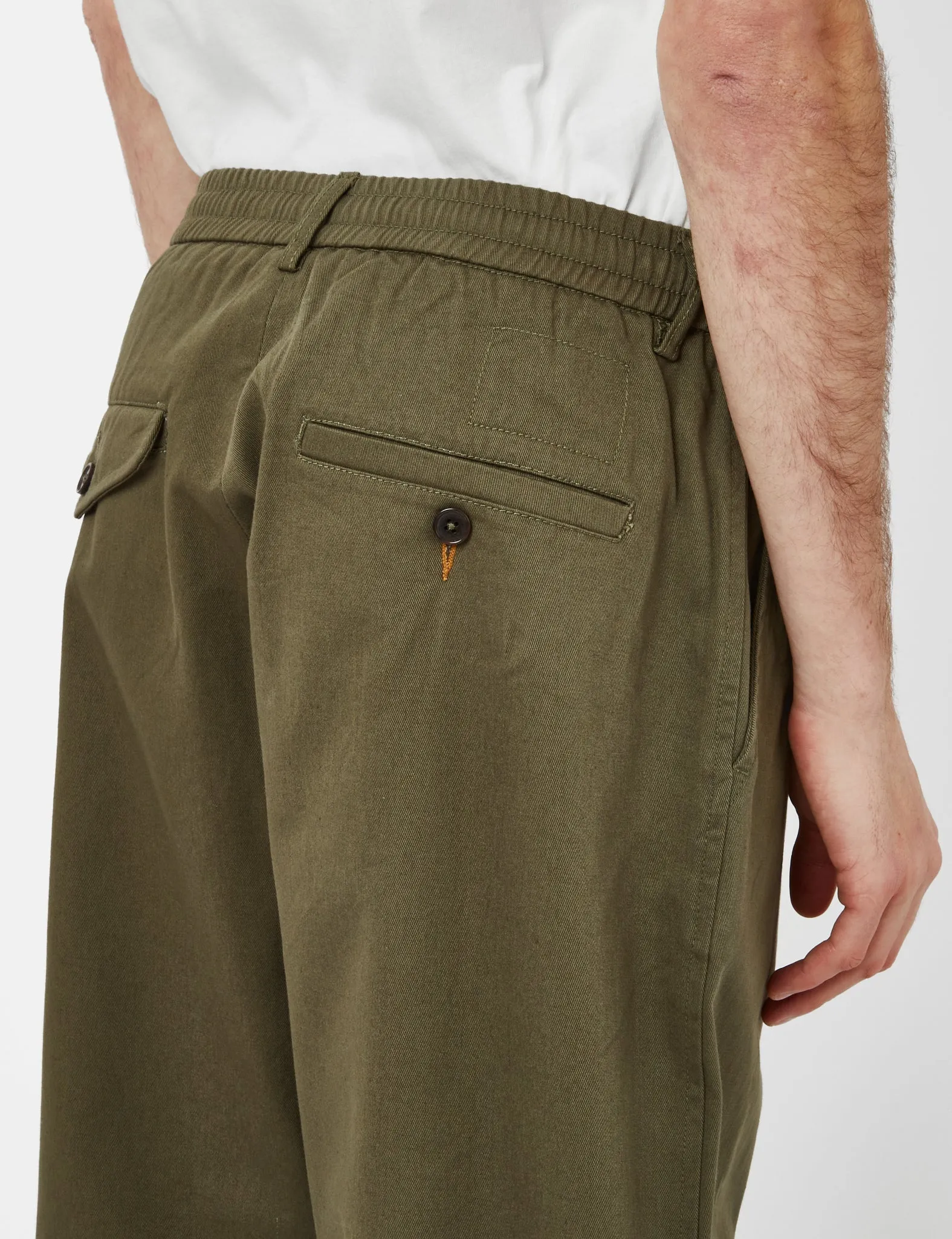 Universal Works Pleated Track Pant (Relaxed) - Light Olive Green sold by Article London product image thumbnail 2