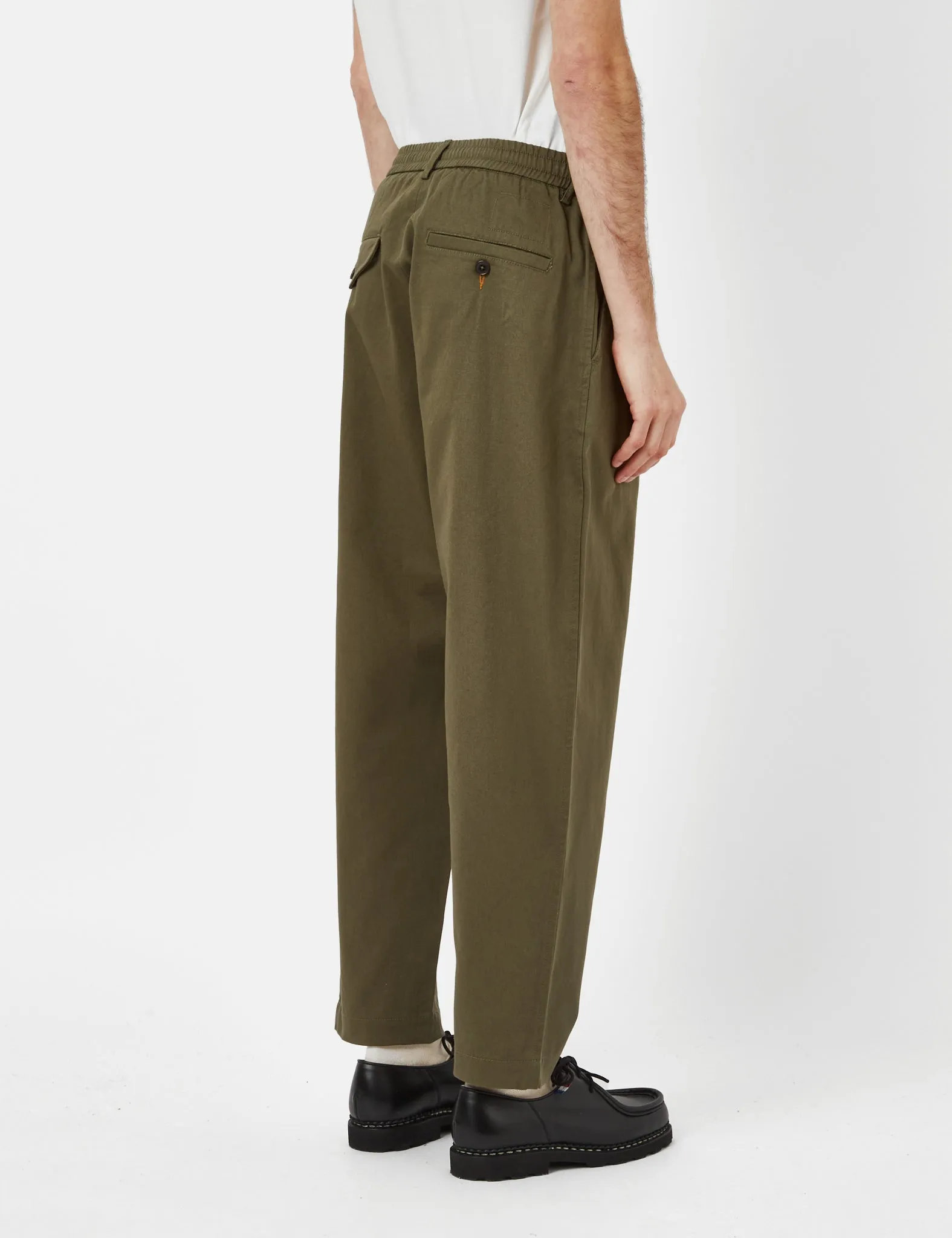 Universal Works Pleated Track Pant (Relaxed) - Light Olive Green sold by Article London product image thumbnail 4