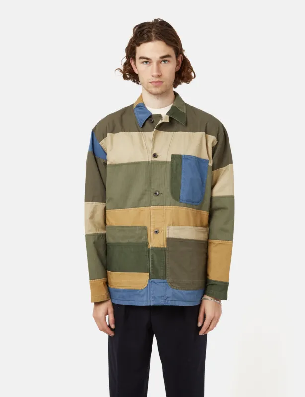 Beams Plus MIL Chore Jacket - Patchwork Green/Beige sold by Article London