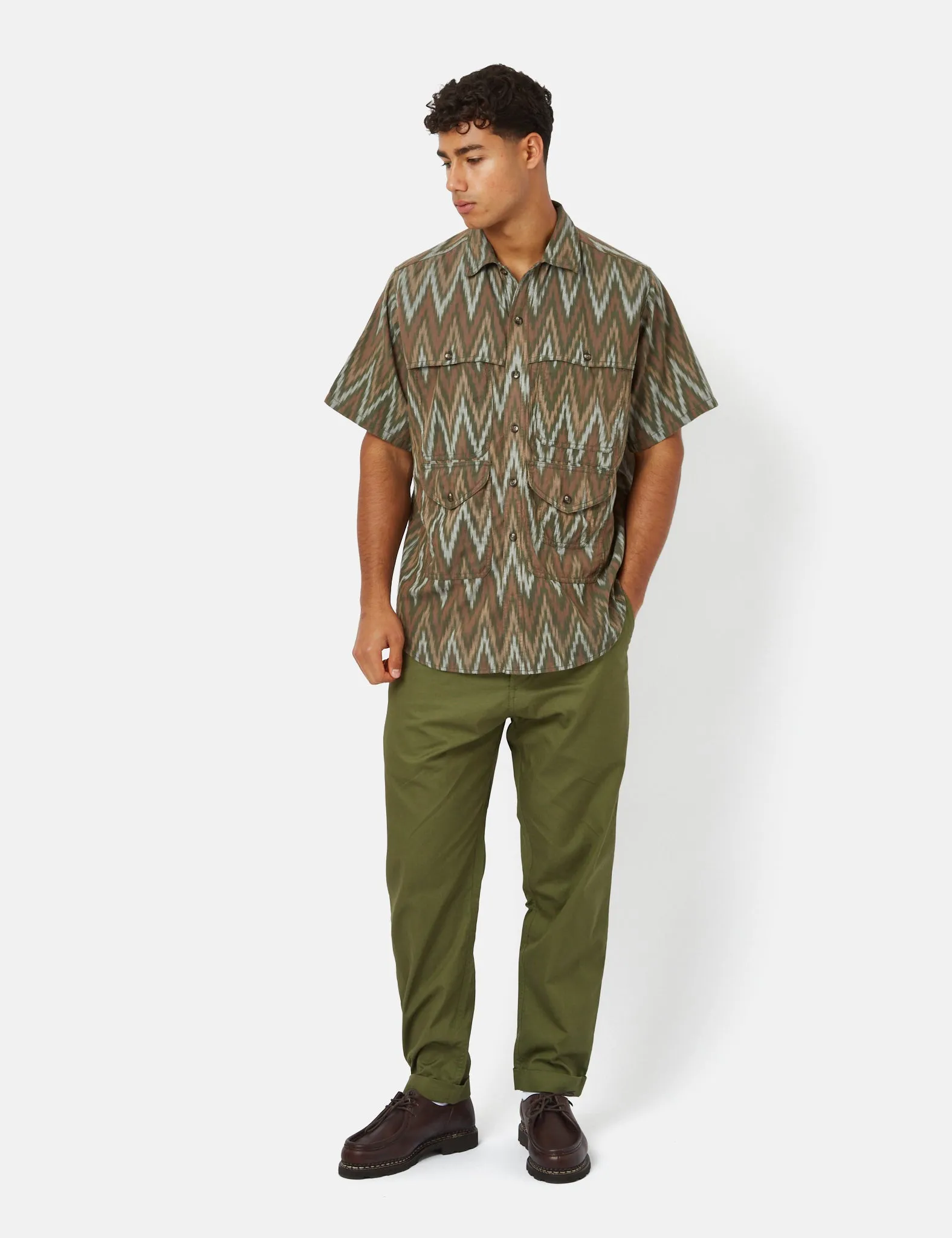 Beams Plus Adventure Shirt II (Ikat) - Olive Green sold by Article London product image thumbnail 3
