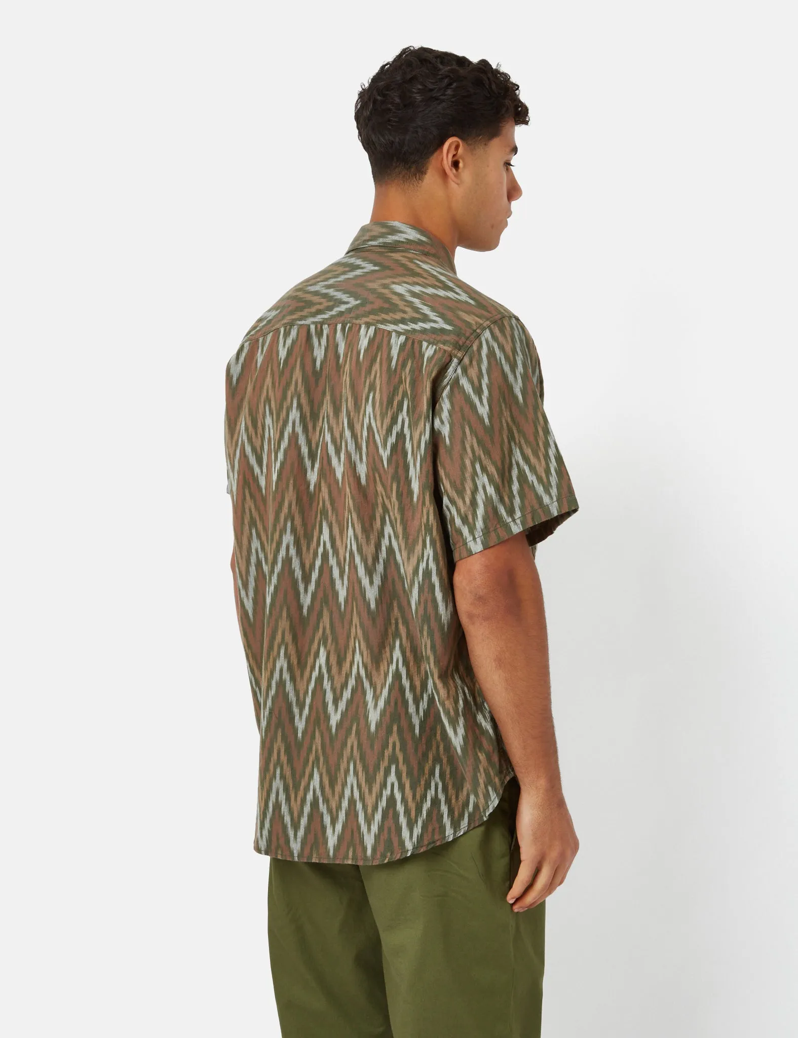 Beams Plus Adventure Shirt II (Ikat) - Olive Green sold by Article London product image thumbnail 4