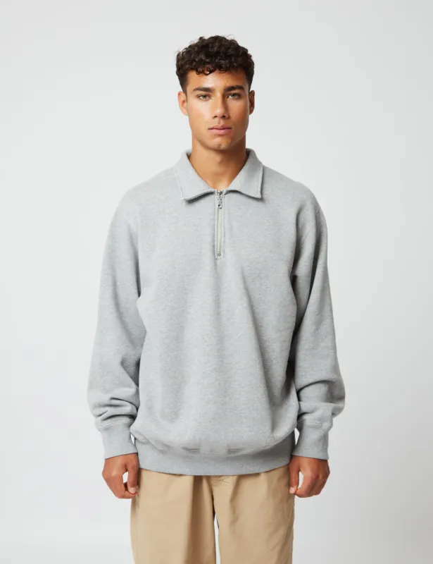 Bhode Pigment Dyed 1/4 Zip Sweat (Organic/Canada Origin, 16oz) - Archive Grey sold by Article London