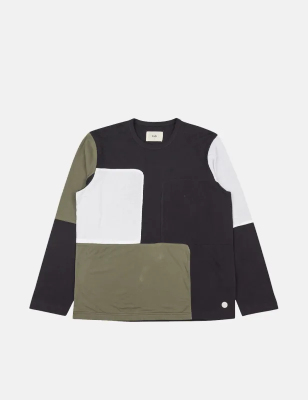 Folk Curve Long Sleeve T-Shirt - Soft Black Olive Mix made by Folk