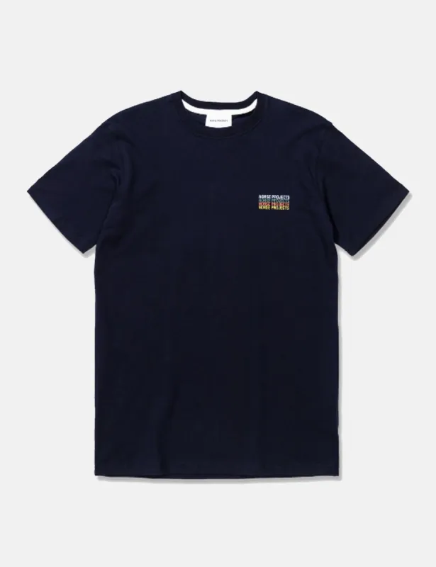 Norse Projects Niels Logo Stack T-Shirt - Dark Navy Blue sold by Article London