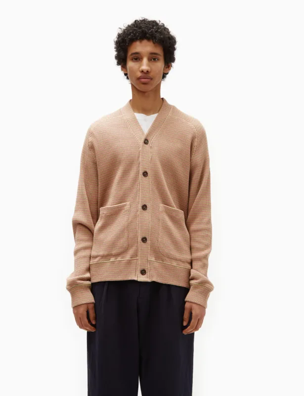 Universal Works Dickie Fluro Cardigan - Summer Oak/Pink sold by Article London