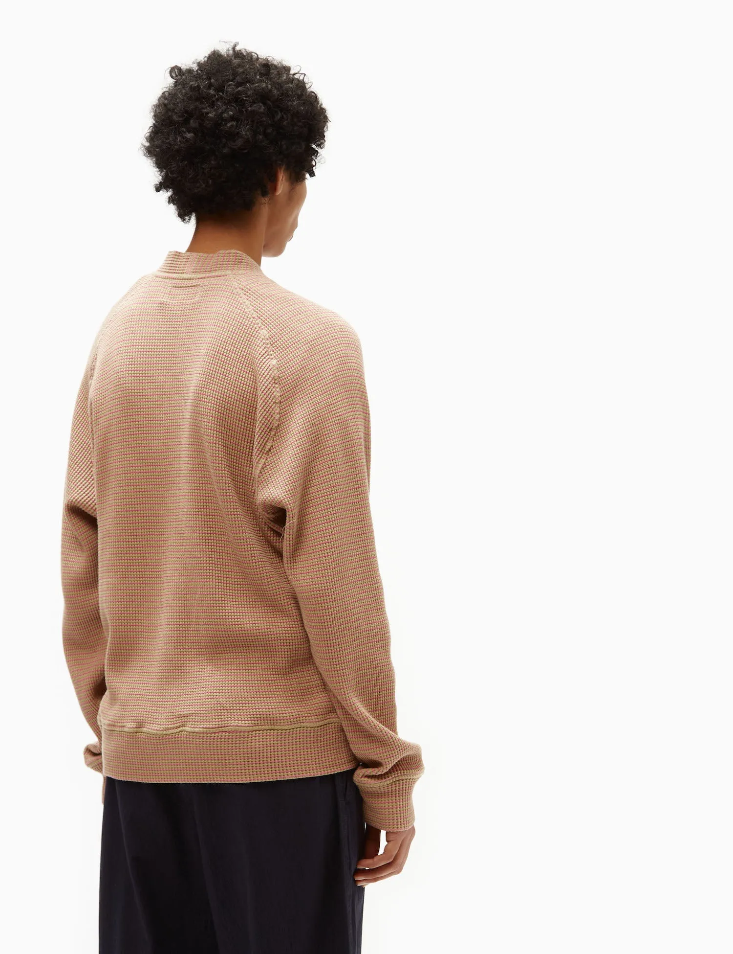 Universal Works Dickie Fluro Cardigan - Summer Oak/Pink sold by Article London product image thumbnail 4