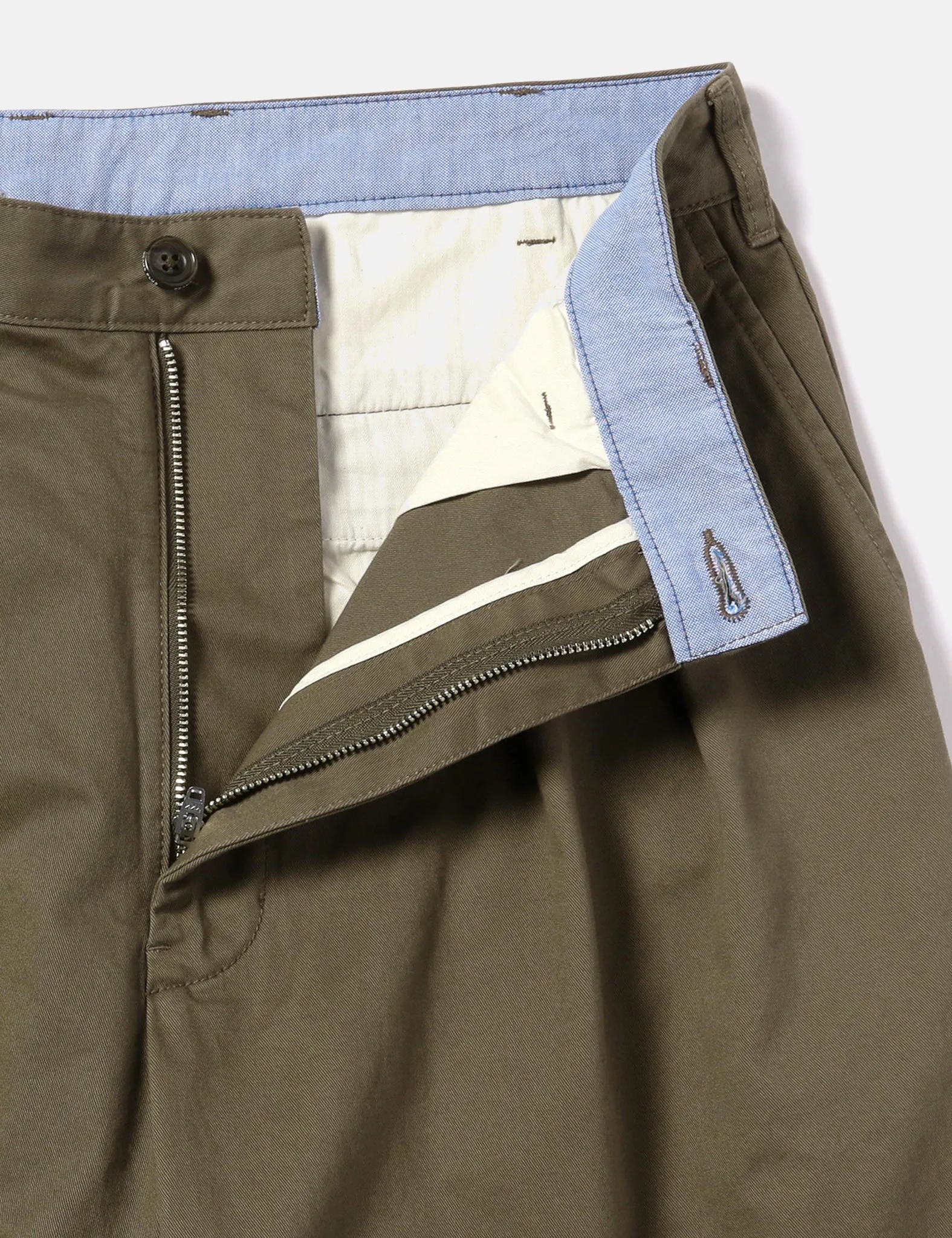 Beams Plus 2 Pleat Twill Trousers - Olive Green sold by Article London product image thumbnail 5