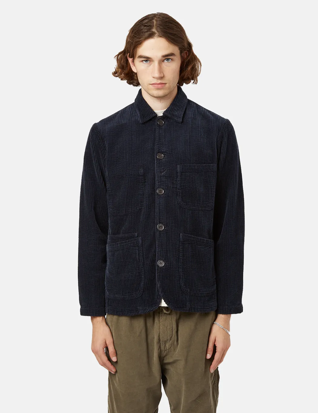 Universal Works Bakers Jacket (Cord) - Navy Blue sold by Article London