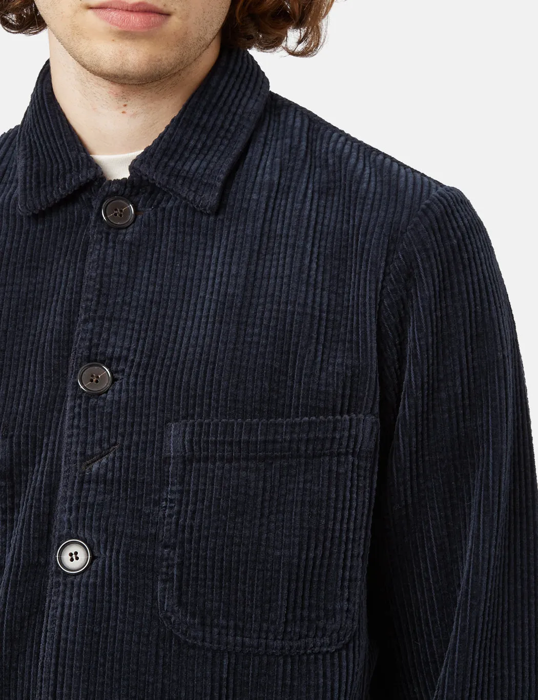 Universal Works Bakers Jacket (Cord) - Navy Blue sold by Article London product image thumbnail 3