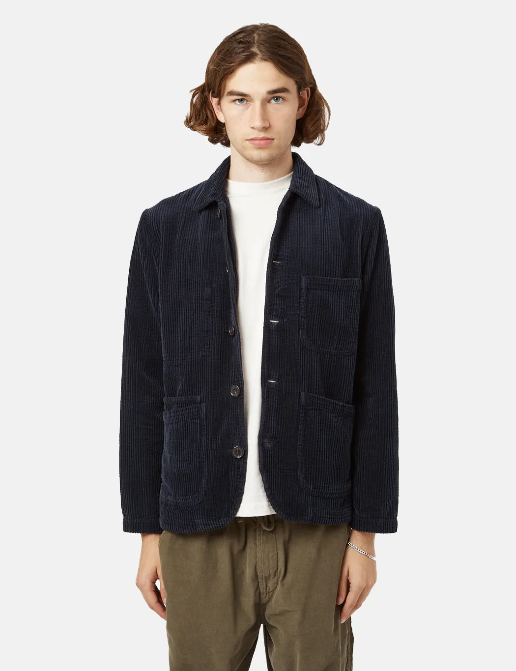 Universal Works Bakers Jacket (Cord) - Navy Blue sold by Article London product image thumbnail 4