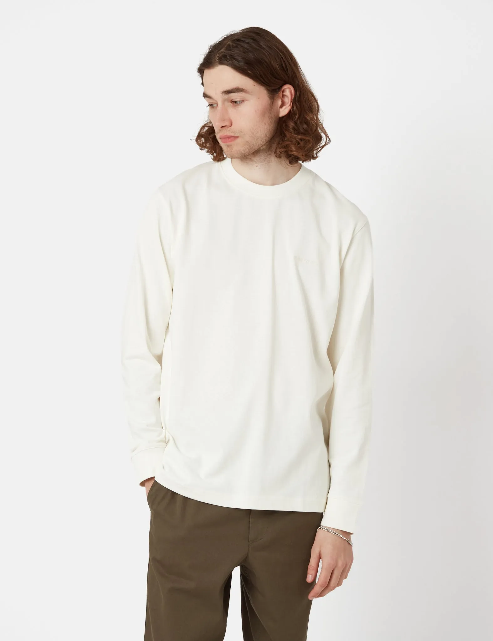 Norse Projects Heavy Logo Longsleeve T-Shirt - Ecru sold by Article London product image thumbnail 4