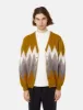 Beams Plus Mohair 9G Cardigan (Jacquard Stripe) - Mustard Yellow sold by Article London