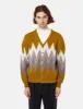 Beams Plus Mohair 9G Cardigan (Jacquard Stripe) - Mustard Yellow sold by Article London