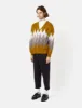 Beams Plus Mohair 9G Cardigan (Jacquard Stripe) - Mustard Yellow sold by Article London