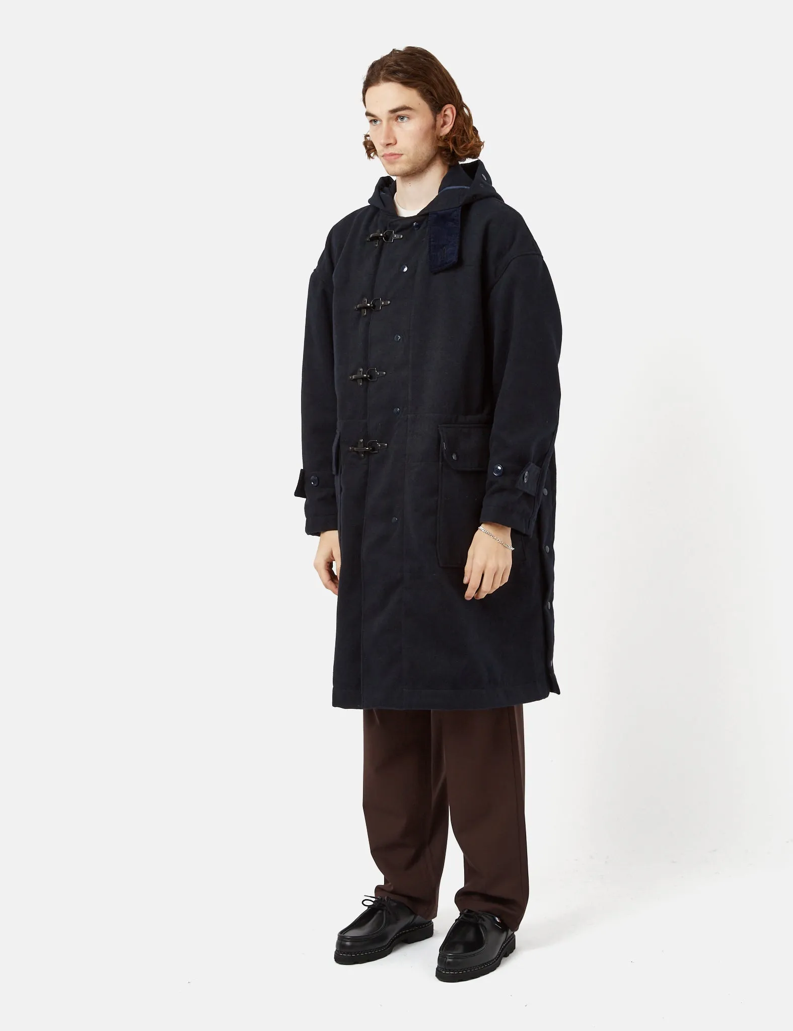 Engineered Garments Oversized Fireman Duffle Coat - Dark Navy Blue