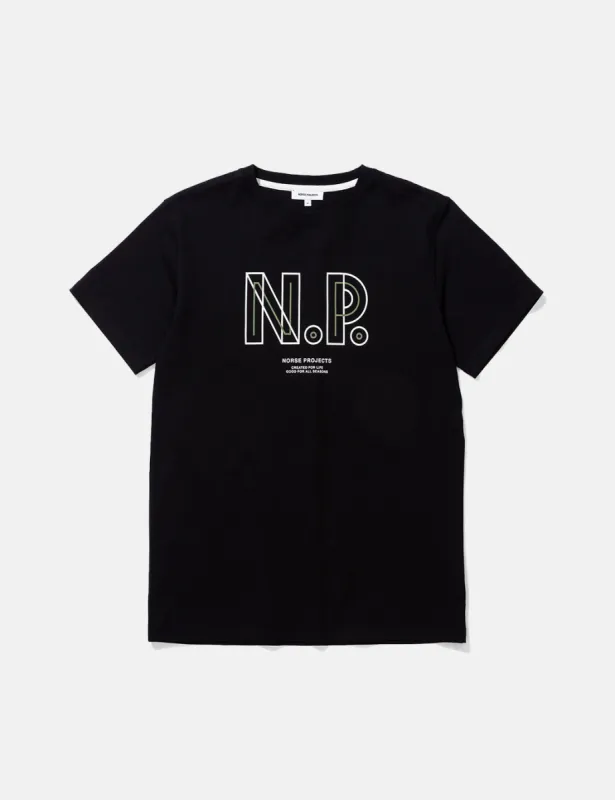 Norse Projects Niels Teknisk Logo T-Shirt - Black sold by Article London