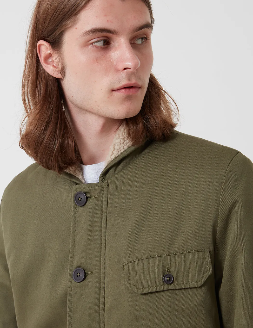 Universal Works N1 Jacket (Shearling) - Light Olive sold by Article London product image thumbnail 2