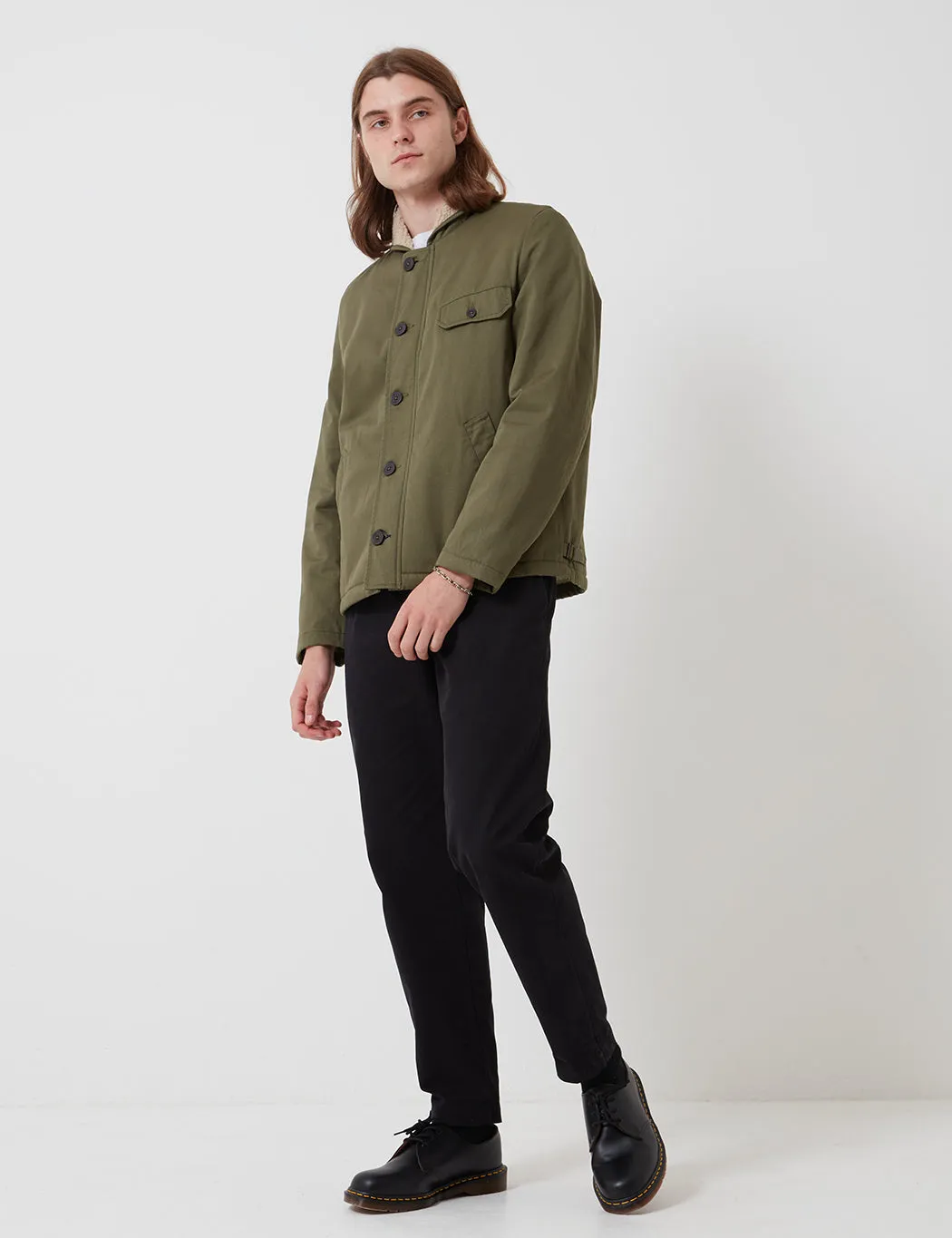 Universal Works N1 Jacket (Shearling) - Light Olive sold by Article London product image thumbnail 4