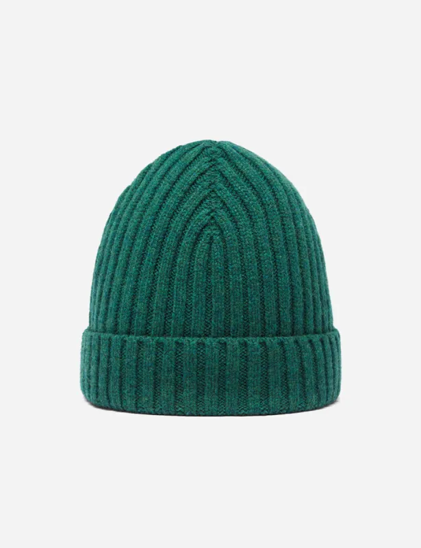 Bhode Rib Beanie Hat (Lambswool) - Fern Green sold by Article London