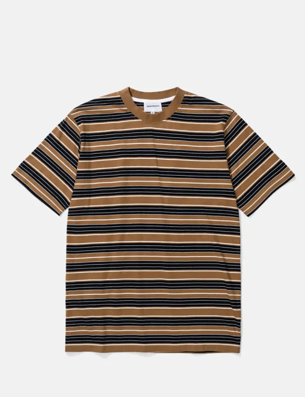 Norse Projects Johannes Multi Stripe T-Shirt - Duffle Brown sold by Article London
