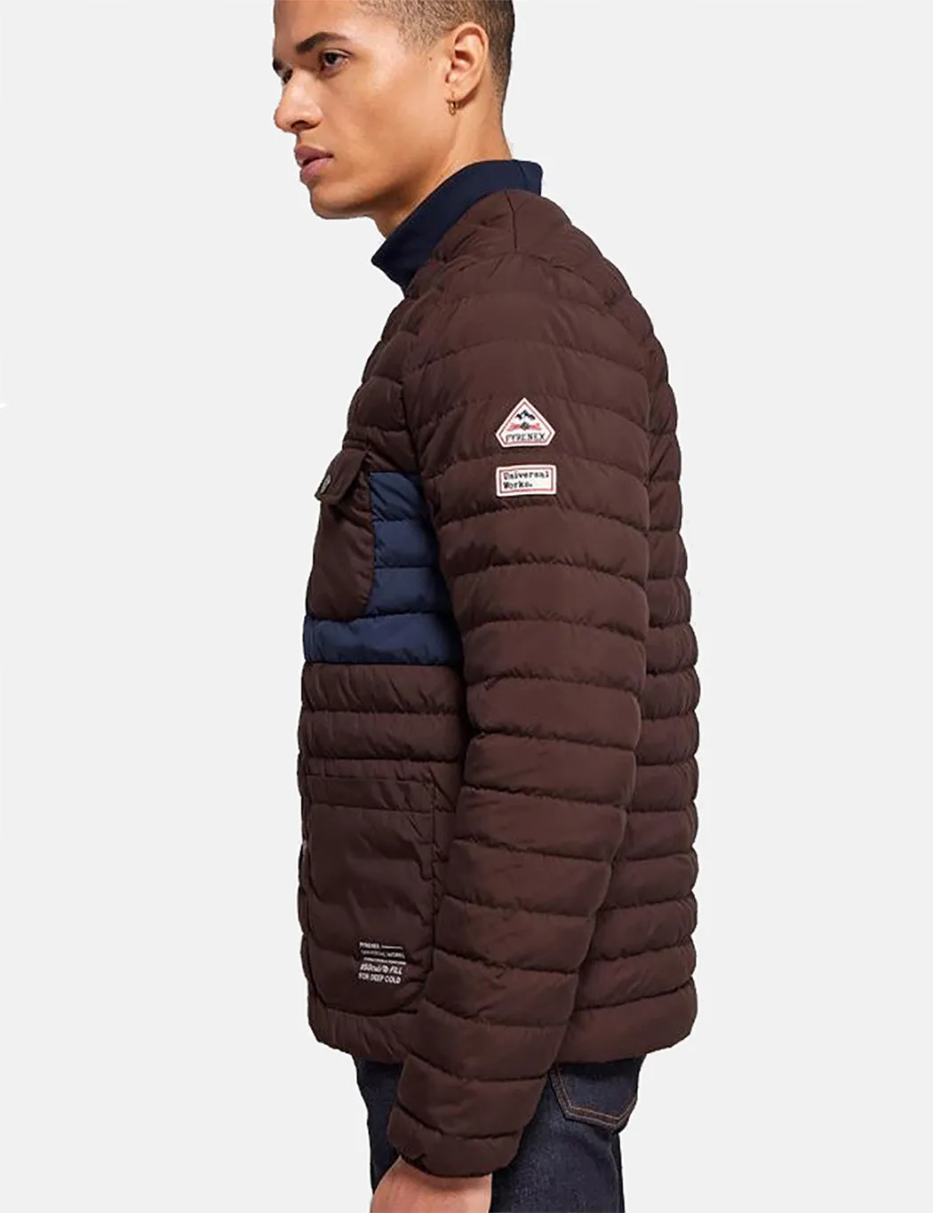Universal Works x Pyrenex Down Overshirt - Seal Brown sold by Article London product image thumbnail 3