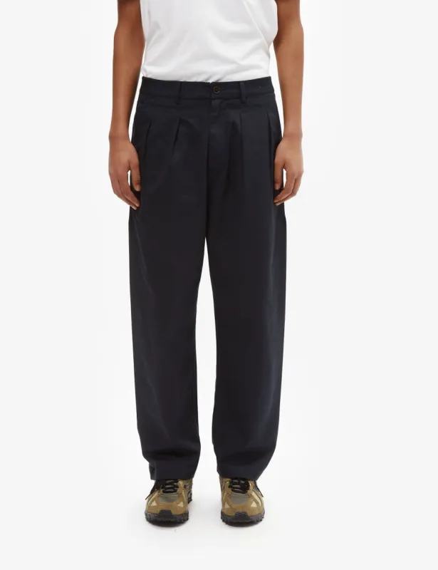 Universal Works Double Pleat Twill Pant - Navy Blue sold by Article London
