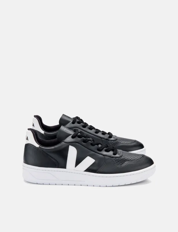 Veja V-10 Leather Trainers - Black/White sold by Article London