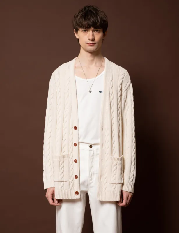 Nudie Cable Knit Cardigan - Rebirth Off-White sold by Article London