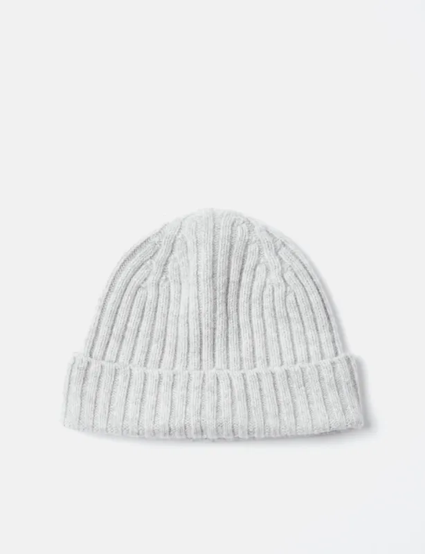 Bhode Rib Beanie Hat (Lambswool) - Light Grey sold by Article London