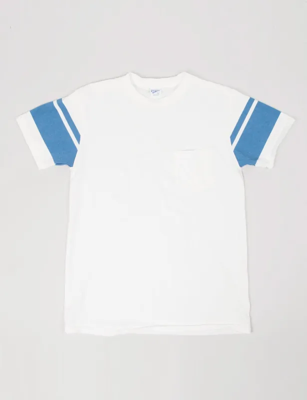 Velva Sheen College Arm Border T-shirt - White/Blue sold by Article London