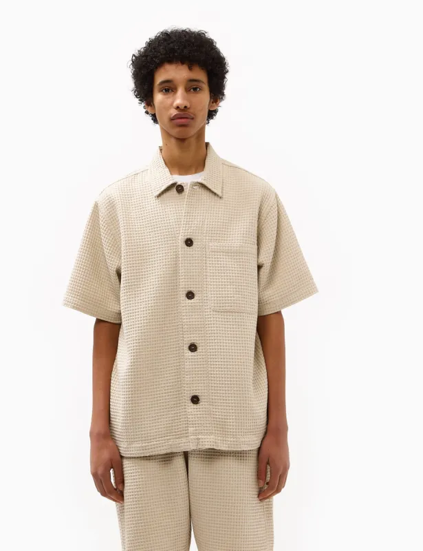 Universal Works Tech Waffle Overshirt - Driftwood sold by Article London