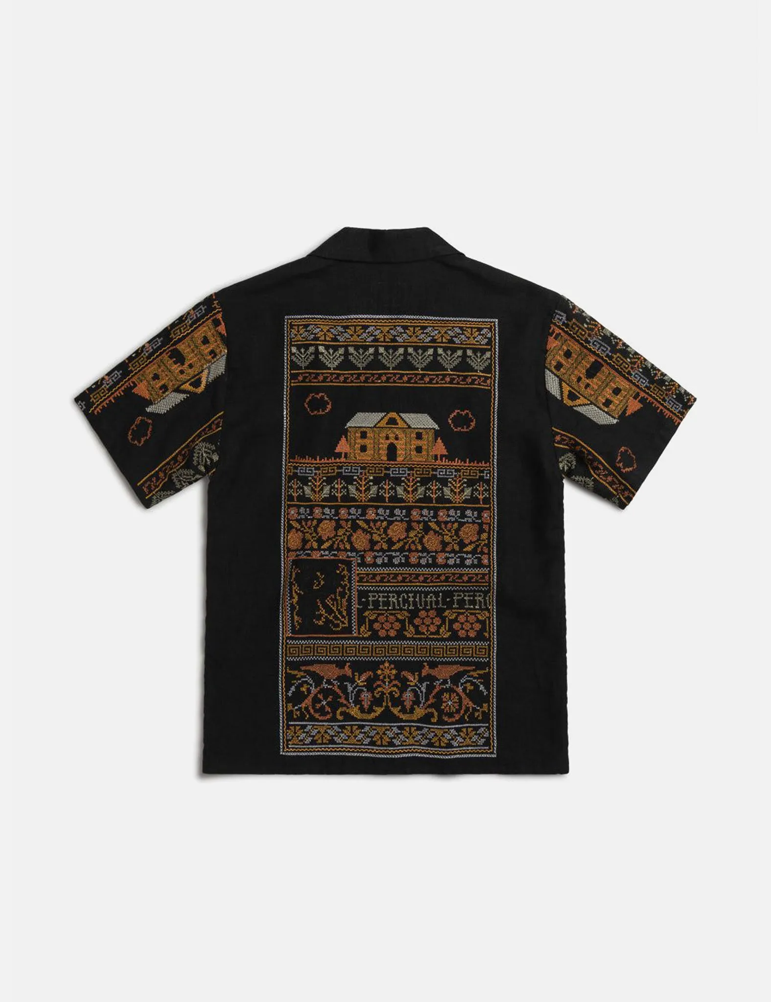 Percival Fairytale Tapestry Short Sleeve Shirt (Linen) - Black sold by Article London product image thumbnail 4