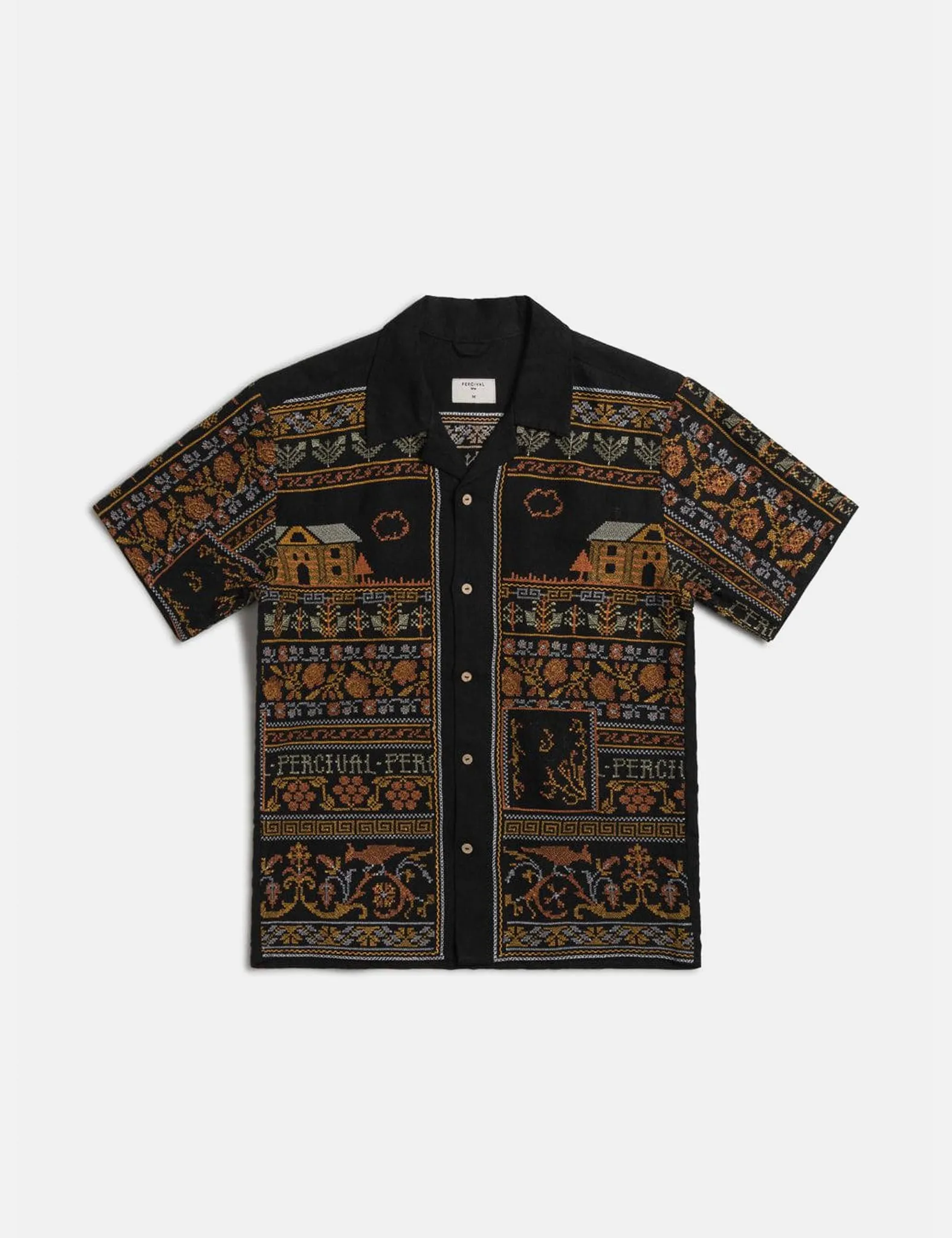 Percival Fairytale Tapestry Short Sleeve Shirt (Linen) - Black sold by Article London product image thumbnail 3