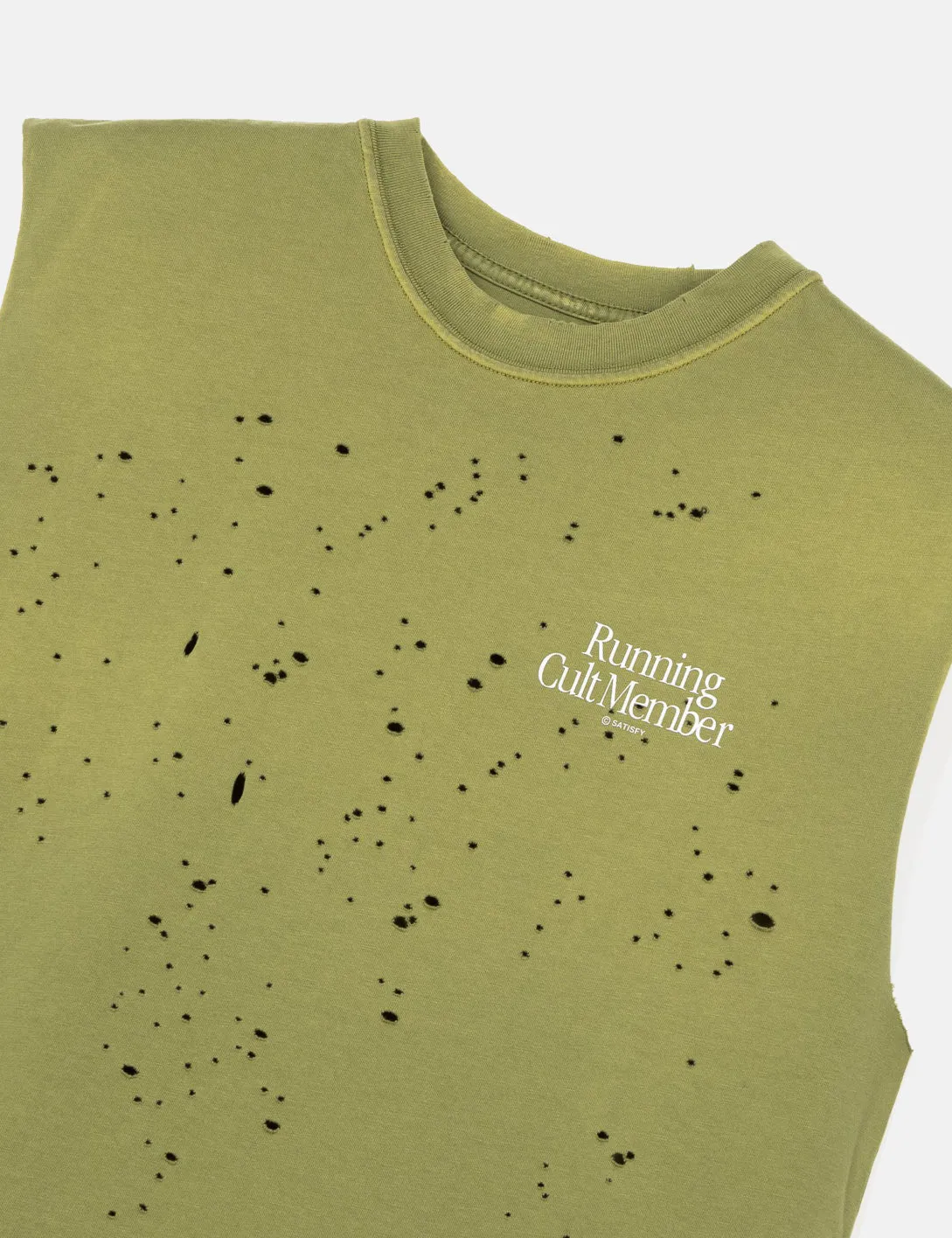 Satisfy Running MothTech Muscle Sleeveless T-Shirt (Organic) - Sun Bleached Oasis Green sold by Article London product image thumbnail 4