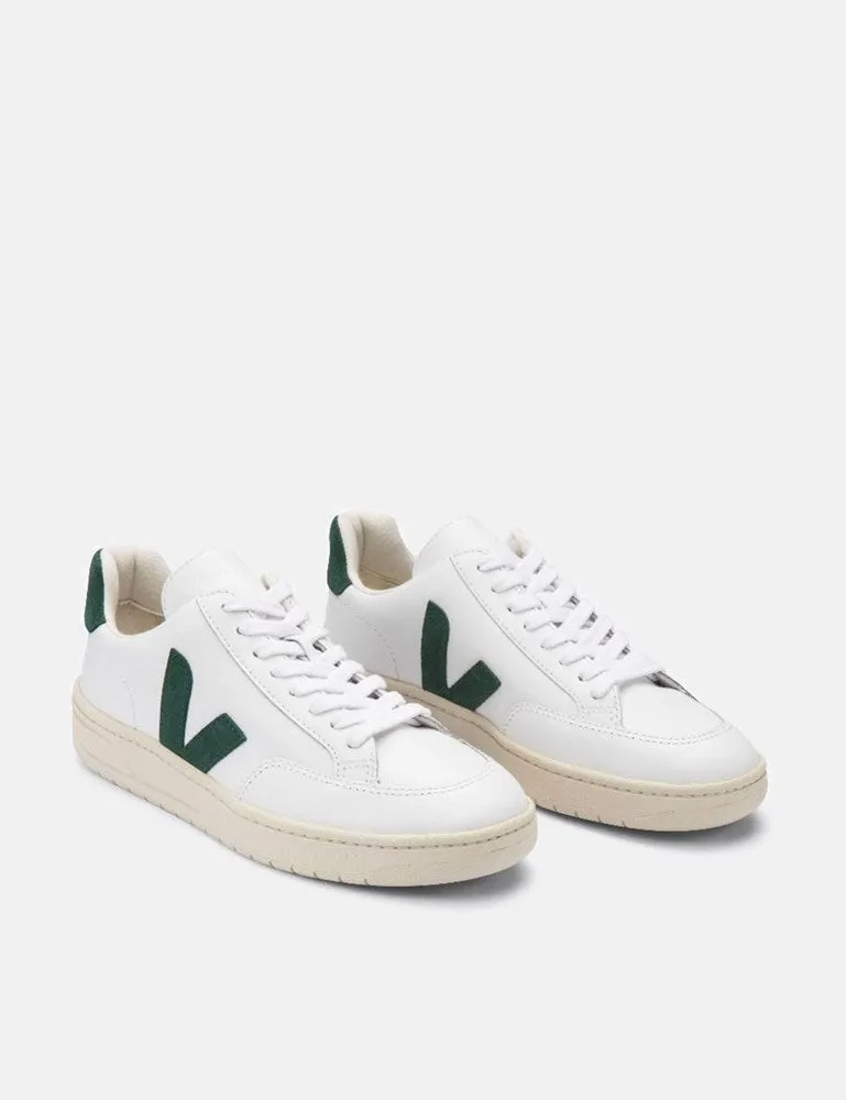Veja V-12 Leather Trainers - Extra White/Cypress sold by Article London product image thumbnail 3