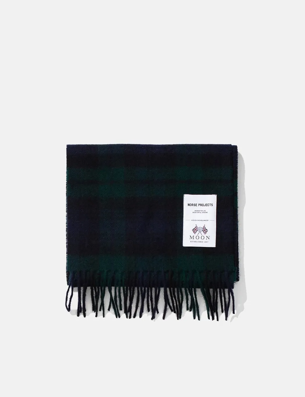 Norse Projects Moon Checked Lambswool Scarf - Black Watch sold by Article London
