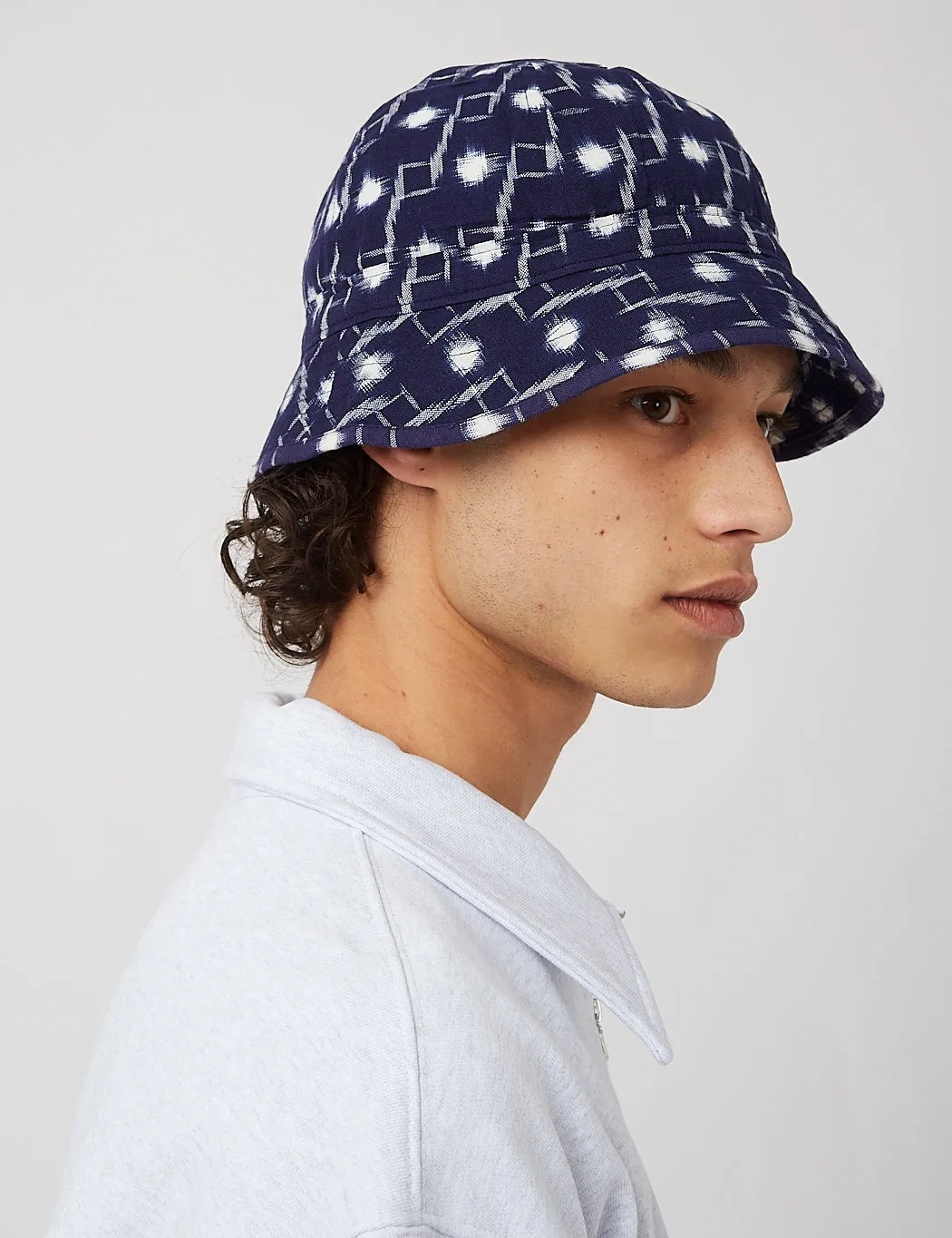 Universal Works Naval Hat (Handloom Ikat) - Indigo sold by Article London